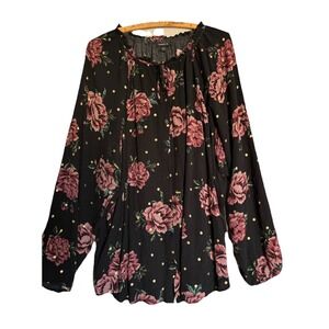 Torrid Plus Size 4 Long Sleeve Button Up Floral Top Career Office‎ Casual Whimsy